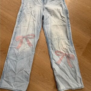 Abercrombie Kids Denim Jeans with Pink Bow Accents
